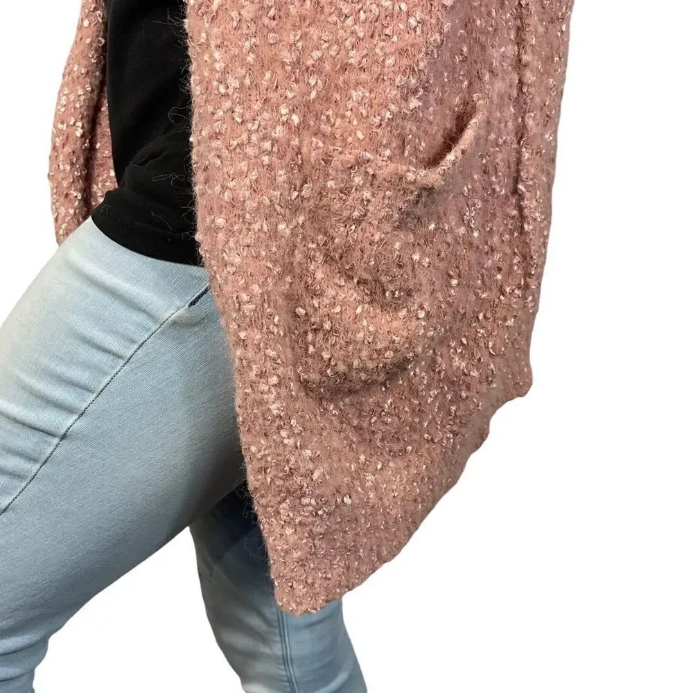 Entro Pink Fuzzy Open Front Cardigan - Picture 4 of 6
